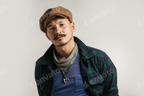Preview: Caucasian man with mustache with doubt expression, confuse and wonder concept.