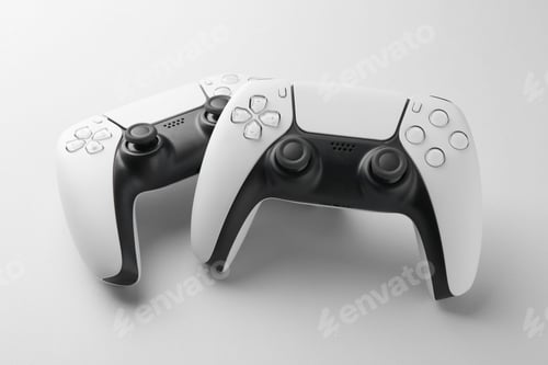 Preview: Wireless game controllers on light grey background