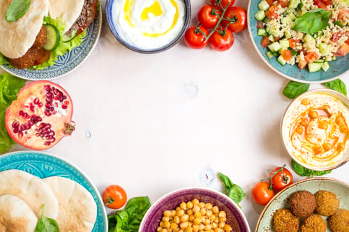 Preview: Middle eastern traditional dishes background