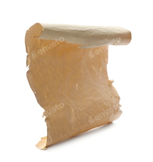 Preview: Sheet of old parchment paper isolated on white