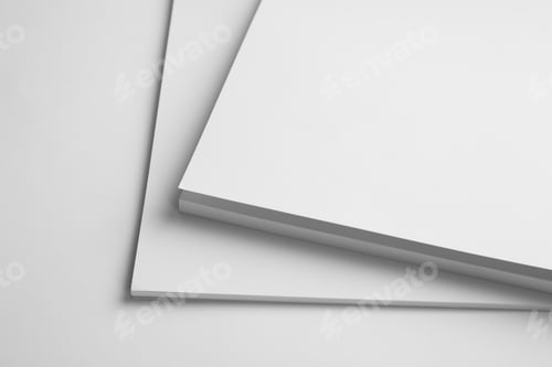 Preview: Blank books on white background, closeup. Mock up for design