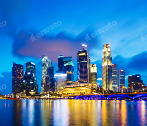 Preview: Singapore city skyline at night