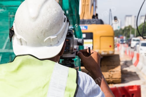 Preview: Surveyor operating the dumpy automatic level instrument at const