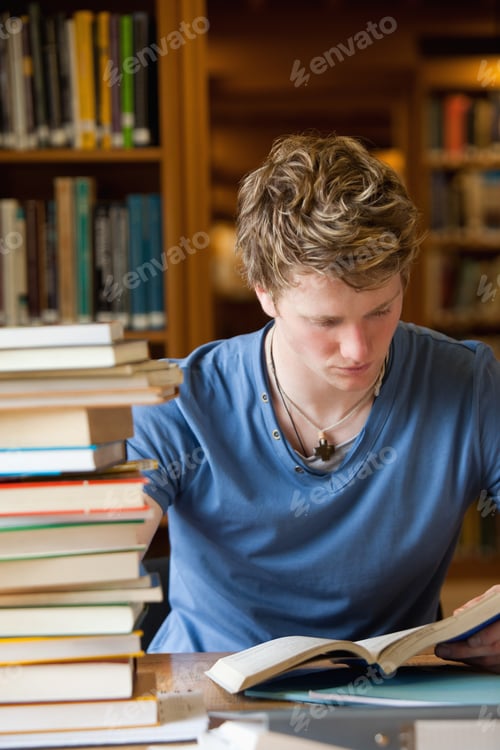 Preview: Portrait of a male student reading