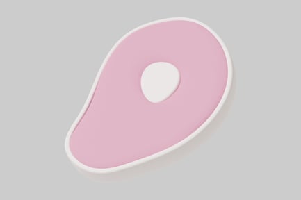 Preview: Pink oval device with white border and circular indentation