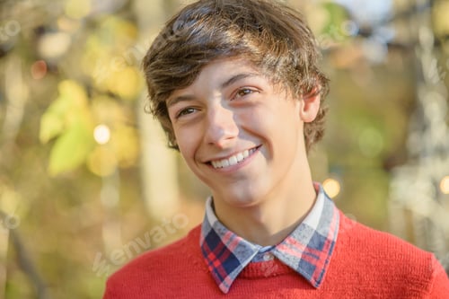Preview: Portrait of teenage boy in woods