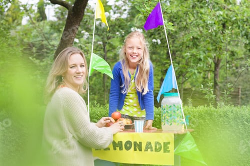 Preview: Mother buying lemonade from daughter's stand