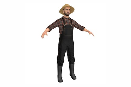Preview: Rural Farmer Character with Straw Hat