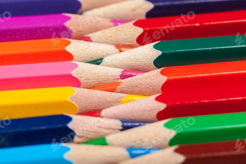 Preview: Education or back to school Concept. Close up macro shot of color pencil