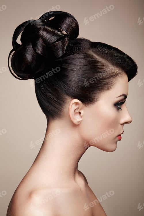 Preview: Profile of a Woman with Dark Hair Updo