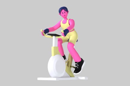 Preview: Fitness girl on exercise bike