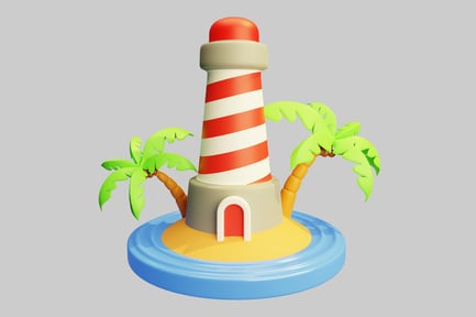 Preview: Cartoon lighthouse island scene