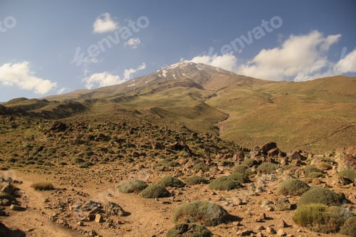 Preview: Damavand, the highest volcano mountain in Iran and Asia, in summer time.