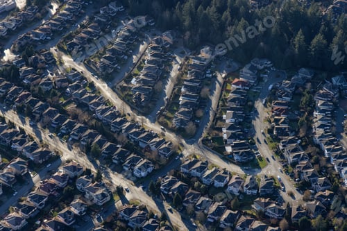 Preview: Aerial View of Residential Homes in a neighborhood of suburban modern city