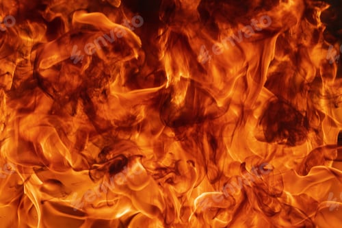Preview: Flames Red Fire Natural Background. Beautiful Dangerous Firestorm Abstract Texture