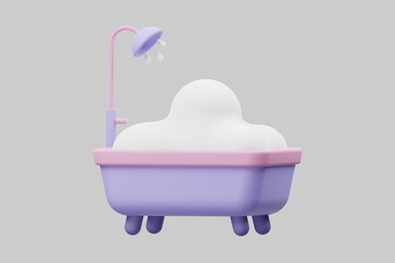 Preview: Cartoon bathtub with bubbles and shower