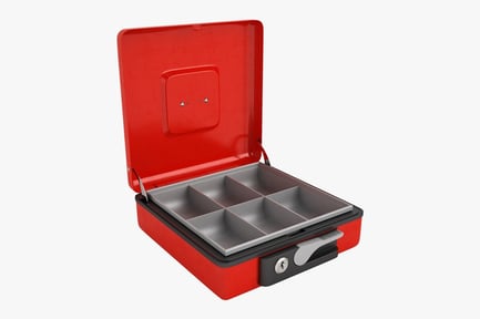 Preview: Open Red Cash Box with Coin Tray