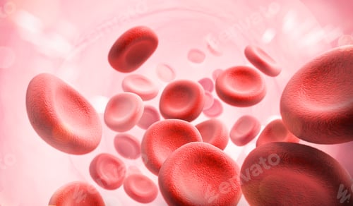 Preview: Red Blood Cell in an artery, Blood Flow, medical human health-care Concept Background, 3d rendering.