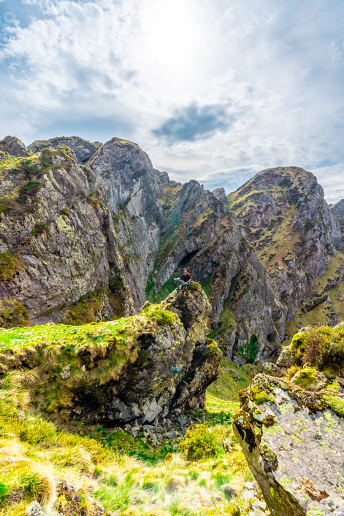 Preview: Mountain of Aiako Harria or Penas de Aya in the municipality of Oiatzun, Basque Country. man sitting