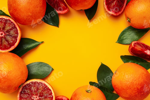 Preview: Concept of citrus with red orange, space for text