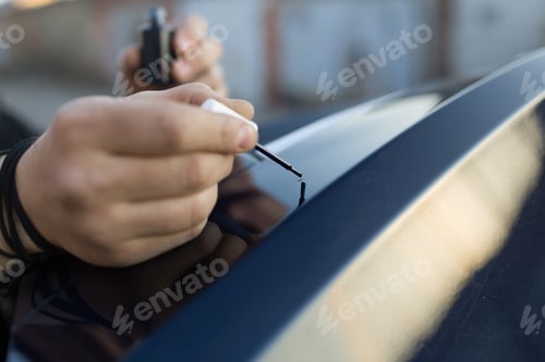 Preview: Brush painting small chip scratches car vehicle detailing paint