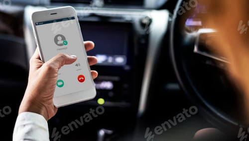 Preview: Woman using the mobile while in the car