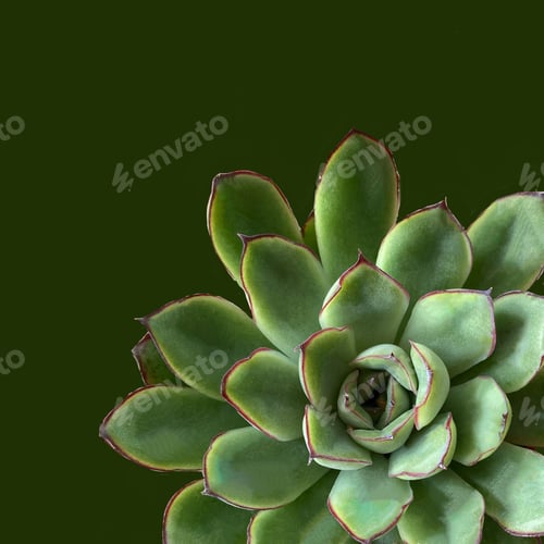 Preview: Backgrounds / Copy space, green succulent on a very dark green background