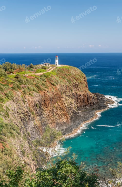 Preview: Hawaii, Kauai, Kilauea Lighthouse, view of the historic lighthouse on a headland.