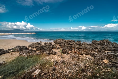 Preview: Scenic view of a rocky coast at Playa Sosua, Dominican Republic