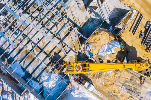 Preview: Steel metal beam structure is used in the construction of a building with steel metal beams