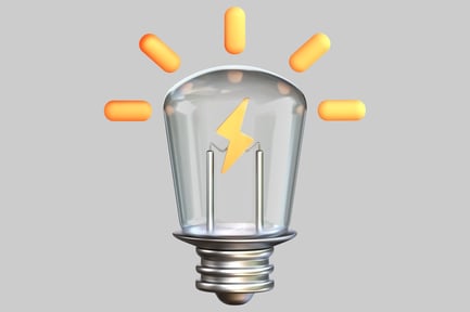 Preview: Light bulb with lightning bolt and orange ovals
