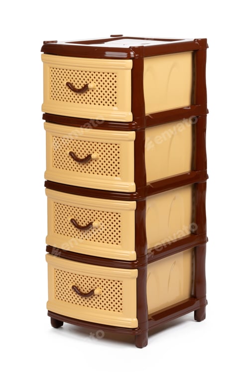Preview: Plastic chest of drawers brown isolated on white background