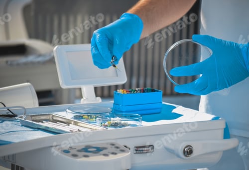 Preview: Closeup shot of a dentist working in the dental office