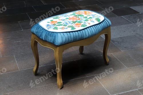 Preview: Handmade antique, wooden and decorative stool