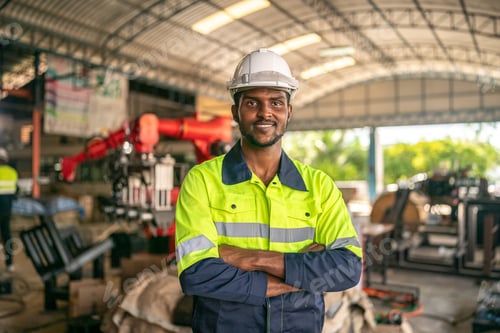 Preview: professional business industry technician wearing safety helmet working to maintenance service