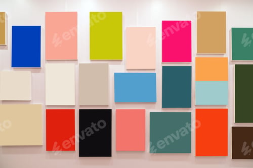 Preview: Multicolor Photo frames over the wall background, Interior gallery