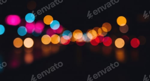 Preview: Bright city lights blur together during night walk with vibrant colors and reflections