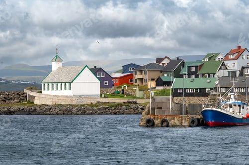 Preview: Colorful Houses of Fisherman Village in Nolsoy, Faroe Islands