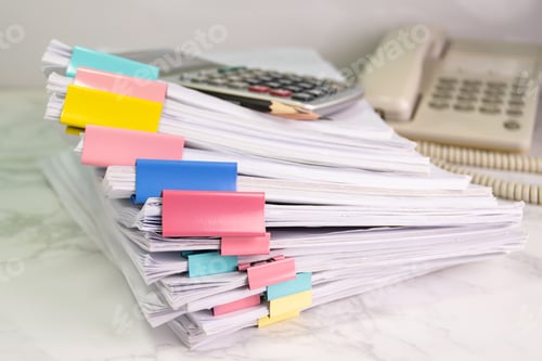 Preview: file folder and Stack of business report paper file