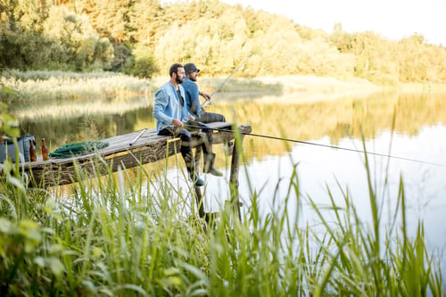 Preview: Two men fishing on the lake