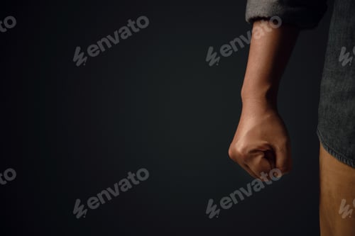 Preview: Angry Person. Ready to Punch. Cropped and Selective Focus