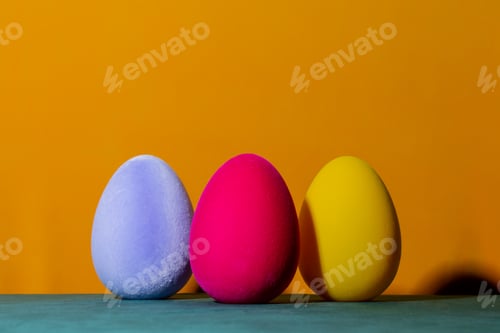 Preview: Three Soft Easter egg decoration on yellow background