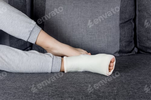 Preview: Close up of a leg young girl fiberglass.