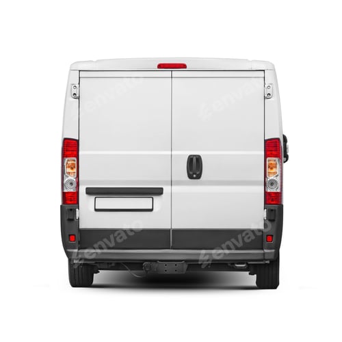 Preview: Delivery van rear view isolated on a white. Cargo short-base minibus.
