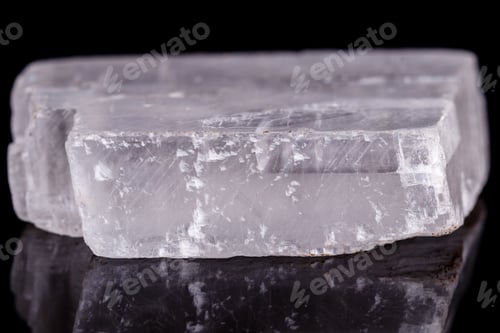 Preview: Macro mineral stone Iceland spar on black background