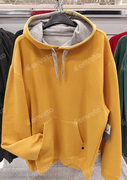 Preview: Yellow hoodie in sweatshirt fabric made from a cotton blend
