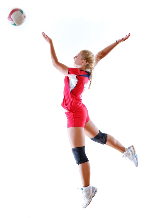 Preview: Volleyball Game Sport With Neautoful Young Girl Oslated Onver White Background