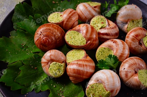Preview: grape snails , stuffed in burgundy, french cuisine,