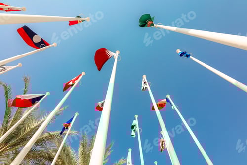 Preview: Flags of the World against Clear Blue Sky