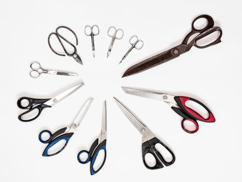 Preview: above view of circle from various shears on white